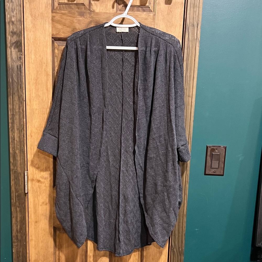 Charcoal Open Front Cardigan